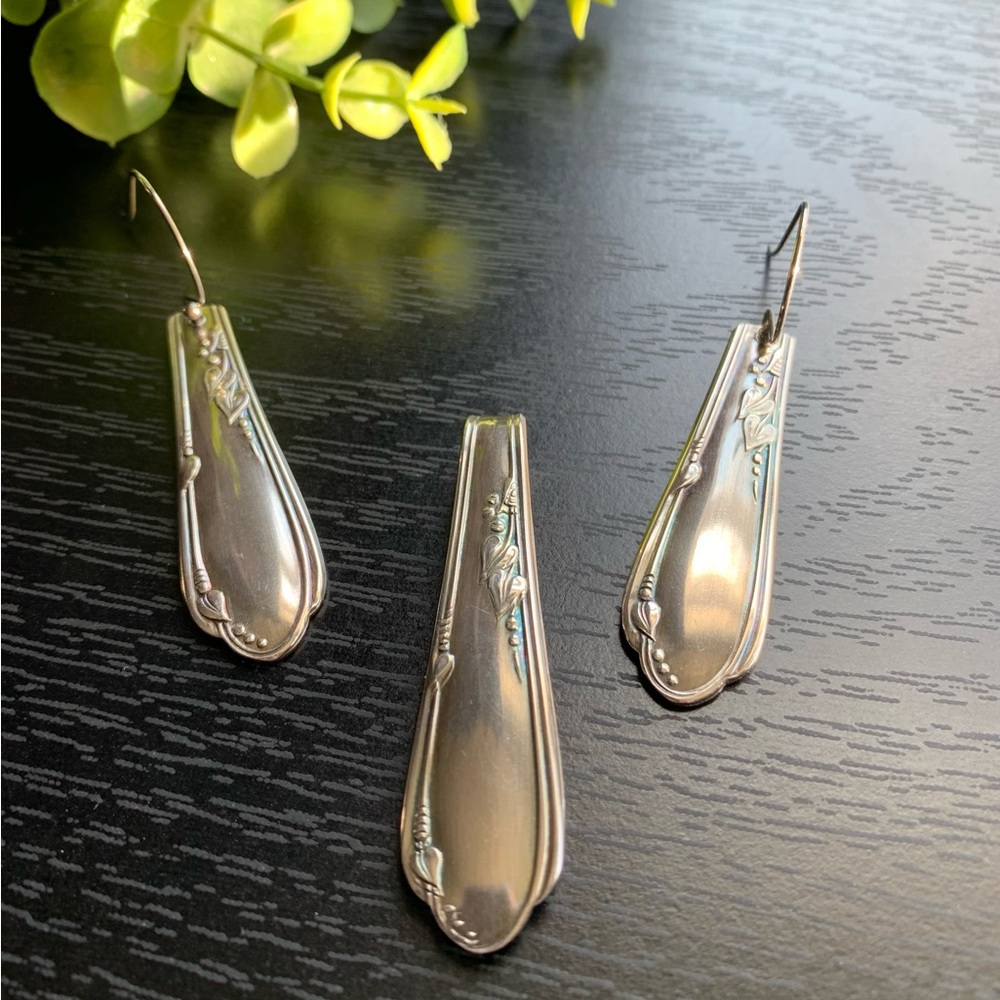 Spoon Jewelry Lot Earrings Pendant Handcrafted Vintage Silverplated